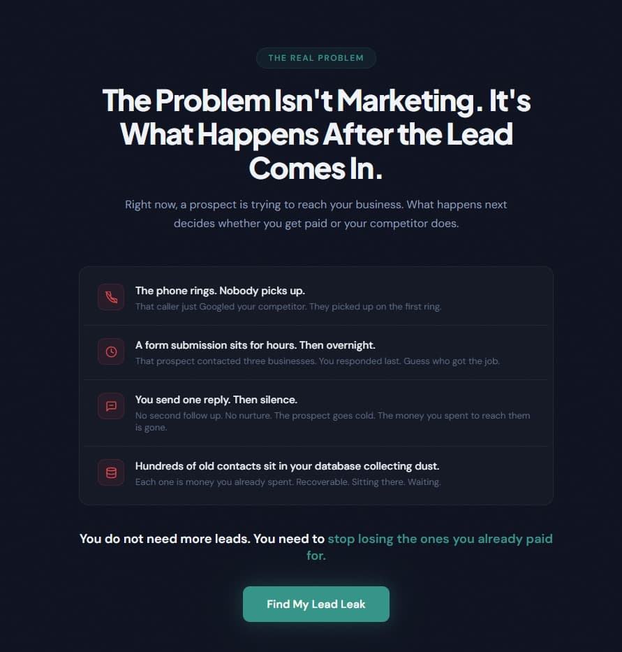 Stop Losing the Leads HQ - Lead Automation Funnel Screenshot 4